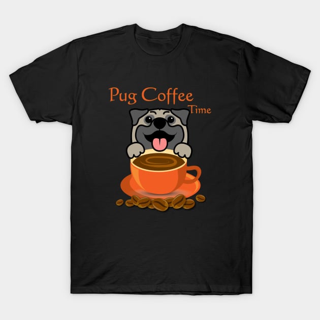 Pug Coffee Time T-Shirt by anbartshirts